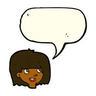 cartoon happy female face with speech bubble N102
