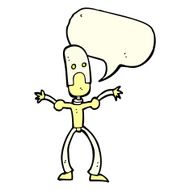 cartoon funny robot with speech bubble N42