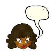 cartoon happy female face with speech bubble N103