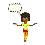 cartoon woman shrugging shoulders with speech bubble N274