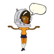 cartoon woman wearing space helmet with speech bubble N11
