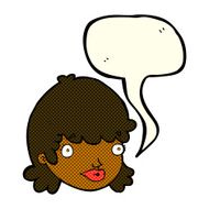 cartoon staring girl with speech bubble N6