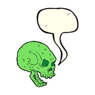 cartoon spooky skull with speech bubble N80