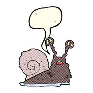cartoon gross snail with speech bubble N3