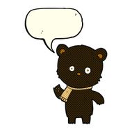 cartoon waving black bear with speech bubble N28