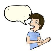 cartoon stressed man with speech bubble N39
