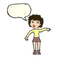cartoon friendly woman waving with speech bubble N27