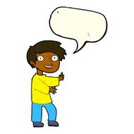 cartoon excited boy with speech bubble N80