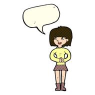 cartoon friendly woman with speech bubble N41