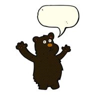 cartoon funny black bear with speech bubble N5