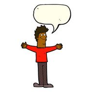 cartoon happy man with speech bubble N240