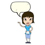 cartoon maid with speech bubble N22