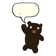 cartoon cute black teddy bear with speech bubble N3