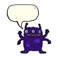 cartoon alien monster with speech bubble N6