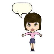 cartoon woman shrugging with speech bubble N33
