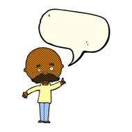 cartoon bald man with idea speech bubble N11