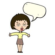 cartoon bored woman with speech bubble N16
