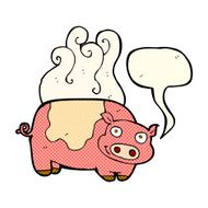 cartoon pig with speech bubble N11