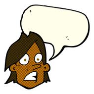 cartoon frightened face with speech bubble N6