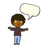 cartoon worried boy with speech bubble N17