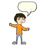 cartoon annoyed boy with speech bubble N22
