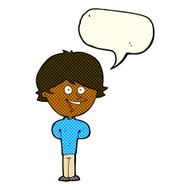 Cartoon happy boy with speech bubble N126