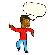 cartoon happy man pointing with speech bubble N35
