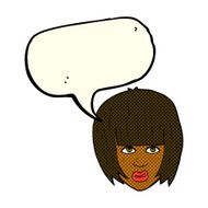 cartoon annoyed girl with big hair speech bubble N6