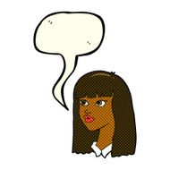 cartoon pretty girl with long hair speech bubble N6
