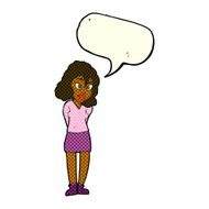 cartoon confused woman with speech bubble N46
