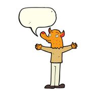 cartoon friendly fox person with speech bubble N3