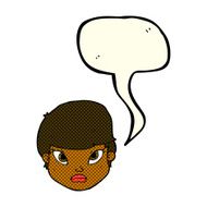 cartoon serious face with speech bubble N6