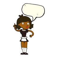 cartoon surprised maid with speech bubble N6