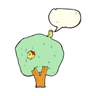 cartoon tree with birdhouse speech bubble N3
