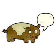 cartoon pig with speech bubble N12