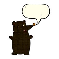 funny cartoon black bear with speech bubble N12