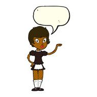 cartoon waitress with speech bubble N15