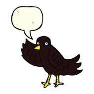 cartoon waving bird with speech bubble N12