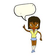 cartoon woman making point with speech bubble N11