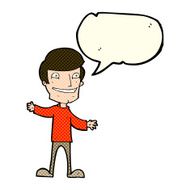 cartoon grinning man with speech bubble N46