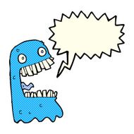 cartoon gross ghost with speech bubble N25