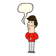 cartoon nervous man with speech bubble N75
