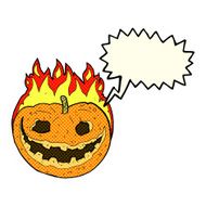 cartoon spooky pumpkin with speech bubble N11
