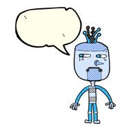 funny cartoon robot with speech bubble N29