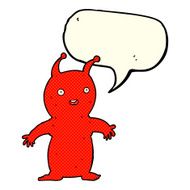 cartoon happy little alien with speech bubble N6