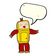 funny cartoon robot with speech bubble N30