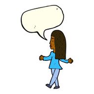 cartoon woman shrugging shoulders with speech bubble N275