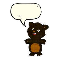 cartoon happy little black bear with speech bubble N7
