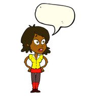cartoon woman with hands on hips speech bubble N118