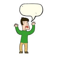 cartoon frightened man with speech bubble N43